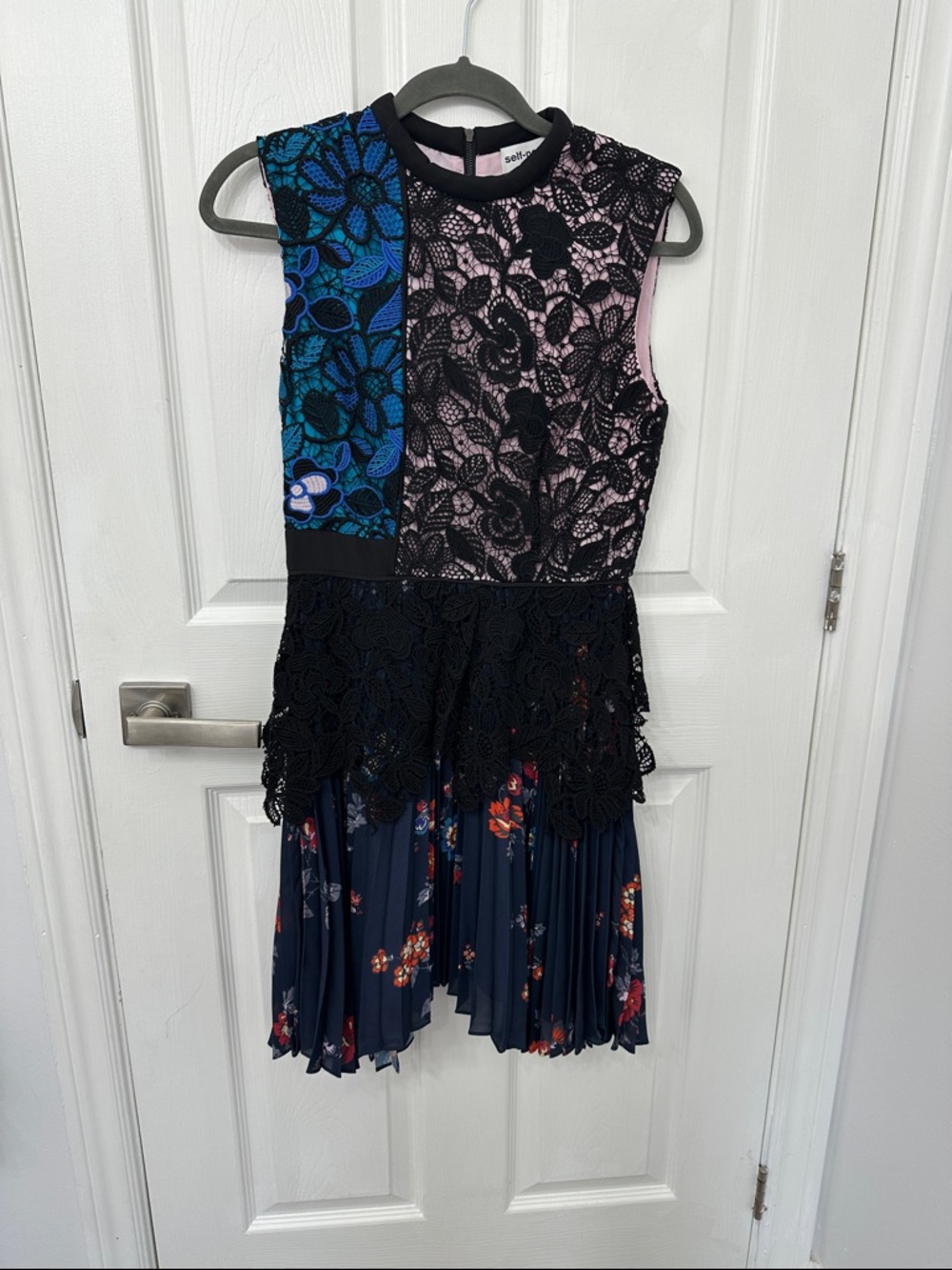 Authentic Girls Navy Floral & Lace Patchwork Dress